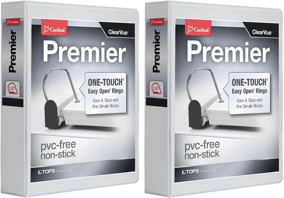 Cardinal 3 Ring Binder, 1.5 Inch Premier Easy Open Binder, ONE-Touch Locking