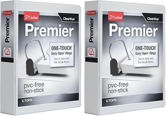 Cardinal 3 Ring Binder, 1.5 Inch Premier Easy Open Binder, ONE-Touch Locking by TOPSProducts