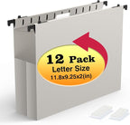 Shutex Extra Capacity Plastic Hanging File Folders, 12 Pack Reinforced by Shutex