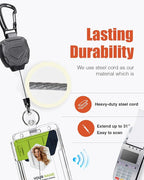 Badge Holder Retractable Clip Heavy Duty Carabiner Badge Reel Keychain - Image 4
