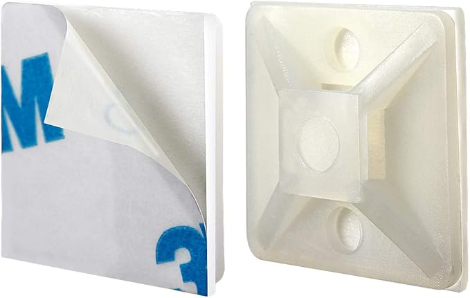 XHF 100 PCS 3/4" White Self Adhesive Cable Zip Tie Mounts Wire Cable Clips - Image 2