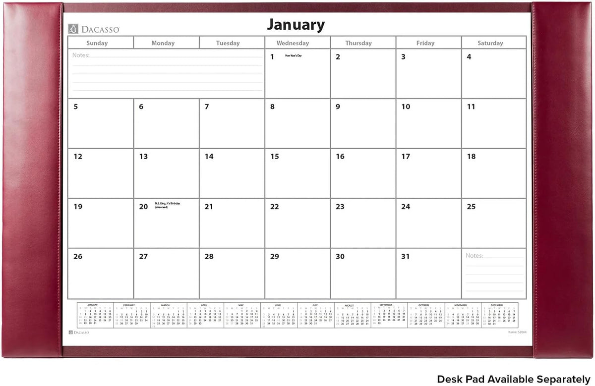 Dacasso Monthly Calendar Refill, 28.75" x 16.75", White (S2004 / S2004-O)