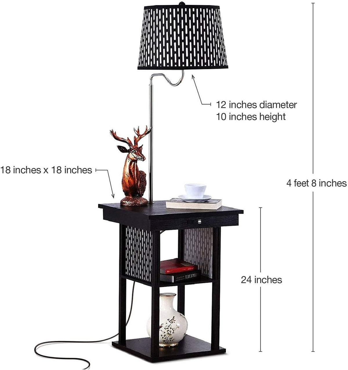 Brightech Madison Side Table with Lamp Combo with LED Bulb, Desk Lamp with US...