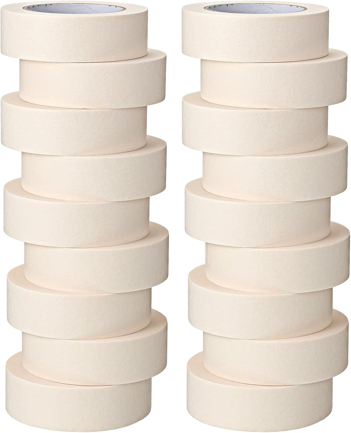 Fainne 18 Rolls Masking Tape Bulk 1.41 Inch Beige Wide Thin White Color