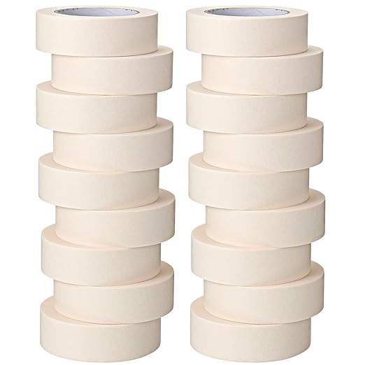Fainne 18 Rolls Masking Tape Bulk 1.41 Inch Beige Wide Thin White Color by Fainne