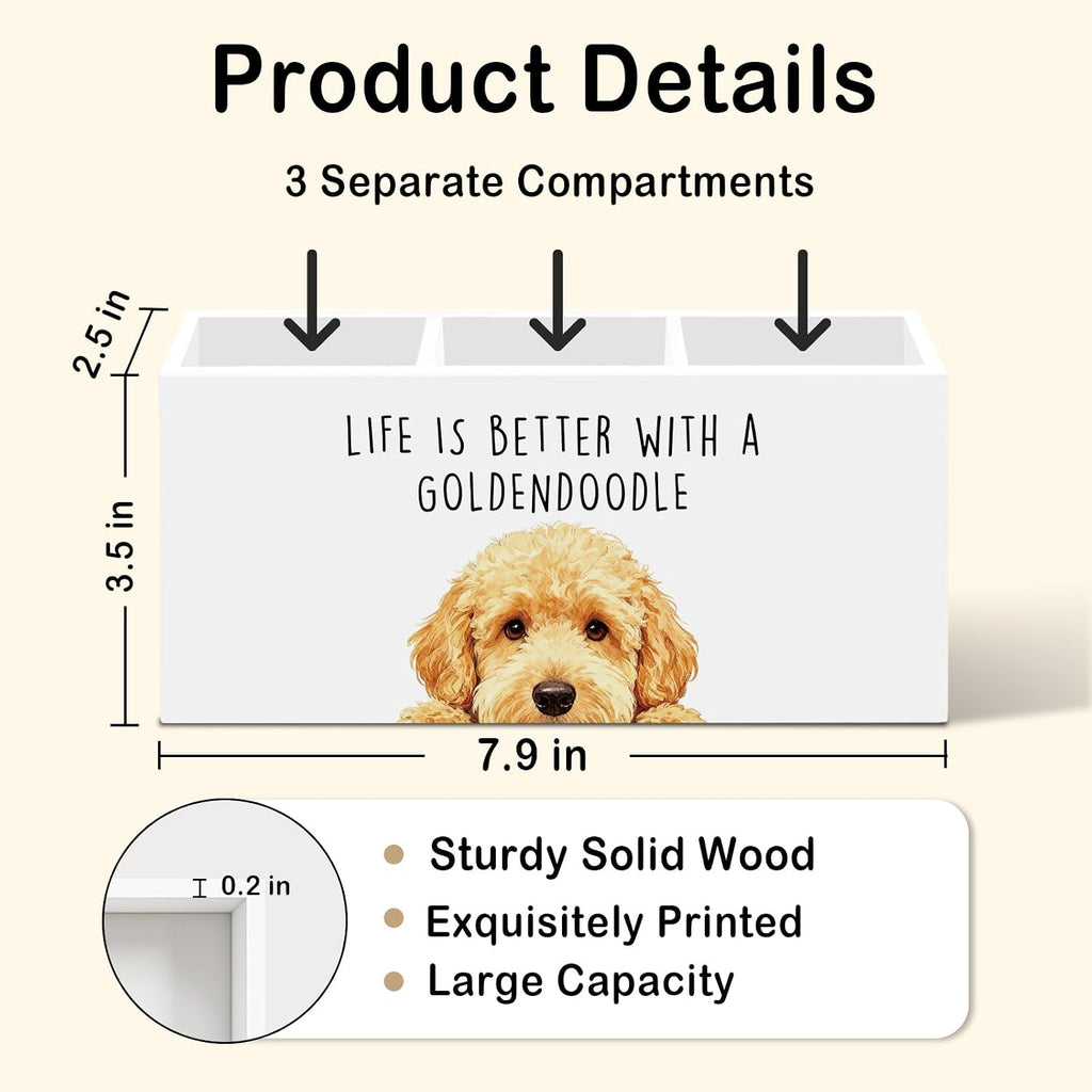 Goldendoodle Dog Gifts Pen Pencil Holder for Desk, Funny Golden Doodle Dog Gift Office Desk Accessories, Life Is Better with a Goldendoodle Pen Holders Organizer for Women Bathroom Decor