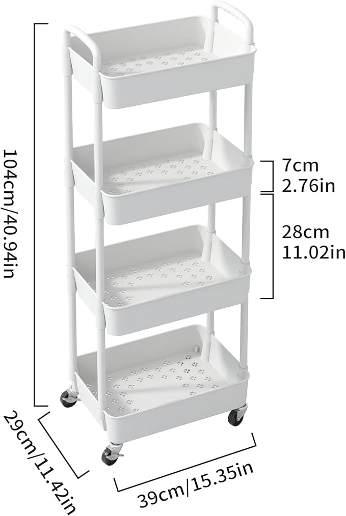 Sywhitta 4-Tier Plastic Rolling Utility Cart - Image 2