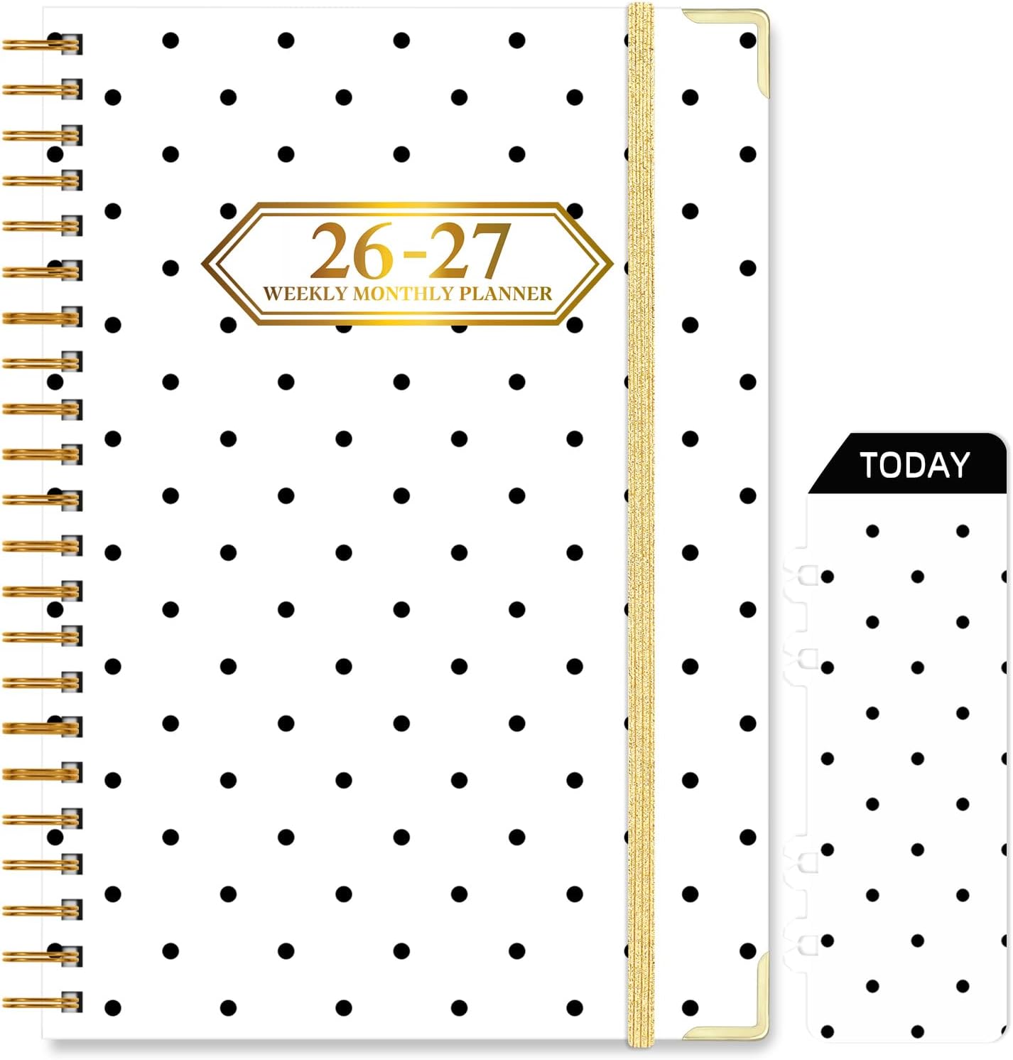 2026-2027 Planner, Jul.2026-Jun.2027 Planner Weekly and Monthly 6.25"x8.5" with Page Tabs, Calendar Hardcover with Inner Pocket, Elastic Band, Twin-Wire Binding, Bookmark, White Dots