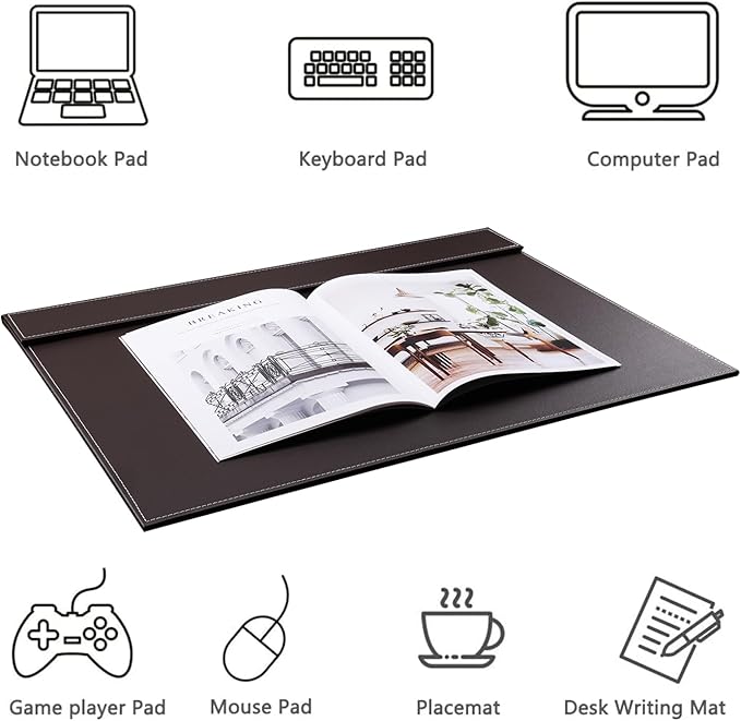 KINGFOM Ultra-Smooth PU Leather Desk Pad & Mat Office Desk Drawing & Writing - Image 4