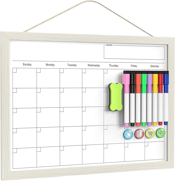 Calendar Whiteboard for Wall, 17x13 Inches Dry Erase Calendar for Wall by Tankee