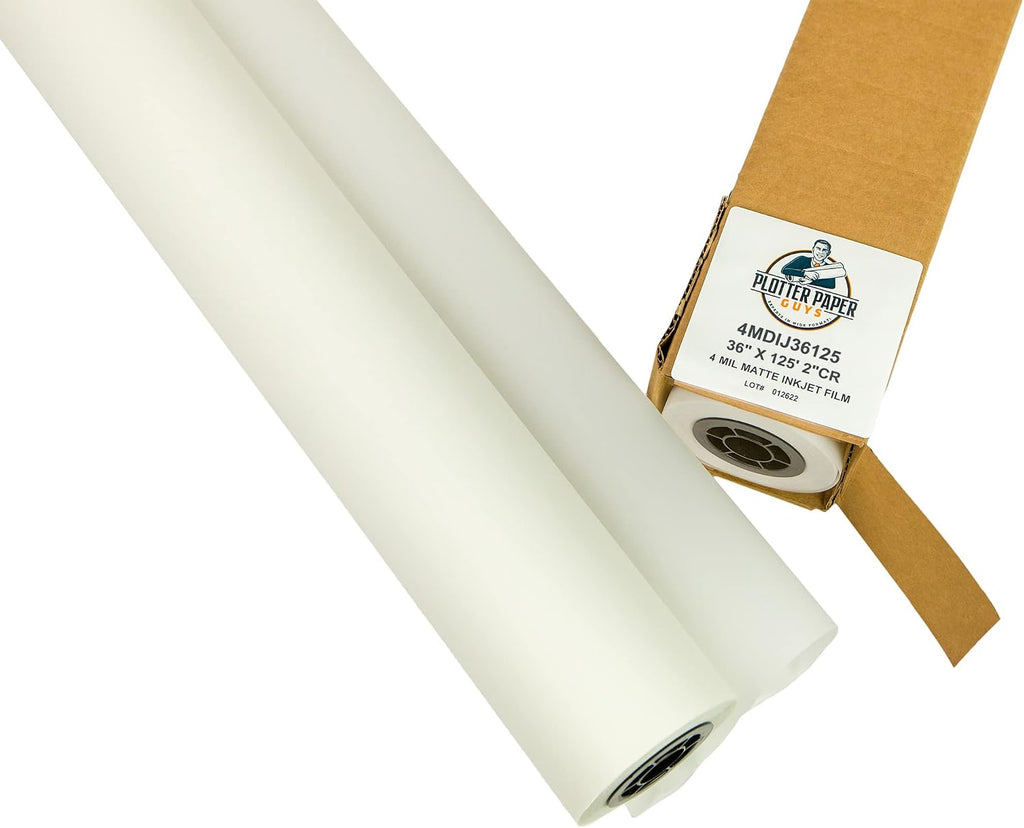 4mil Double Matte Inkjet Mylar, 36" x 125', 2" core, 1 roll per box