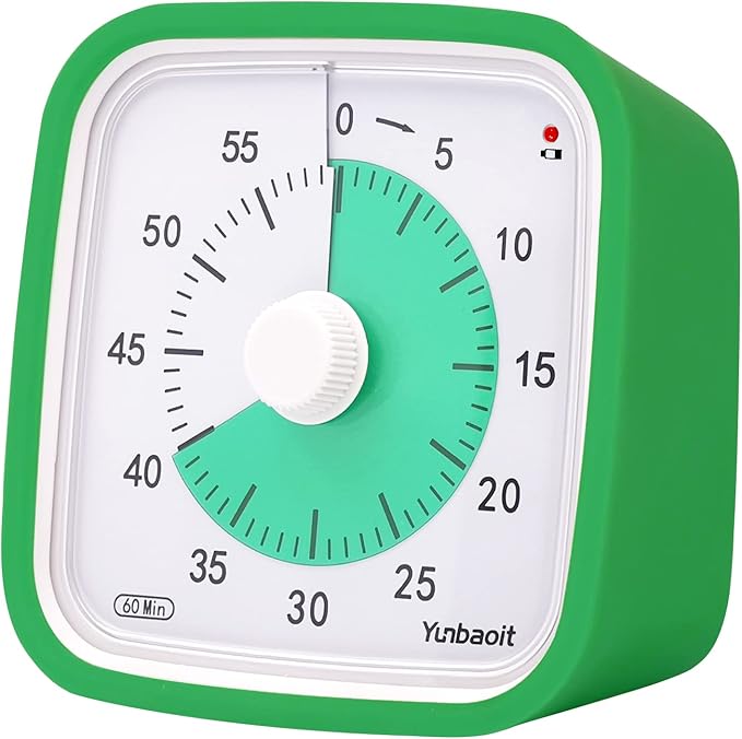 Yunbaoit Visual Timer with Protective Case, 60 Minute Silent Countdown Timer by Yunbaoit