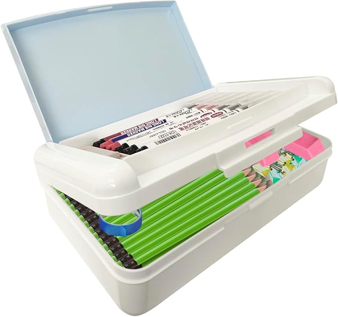 Double Layer Plastic Art Storage Box ，Fashion Hard Durable Pencil Organizer - Image 2