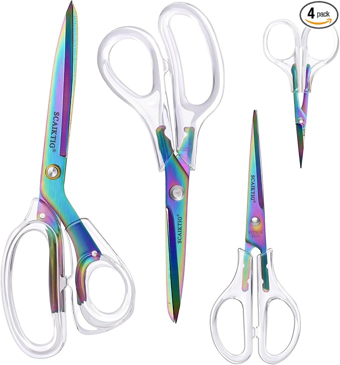 SCAIKTIG Acrylic Scissors, Titanium Coated Blades, Heavy Duty, Ambidextrous by SCAIKTIG