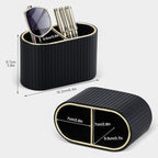 KINGFOM PU Leather Desk Organizer Pen Holder – Dual-Compartment Stylish Pencil - Image 2