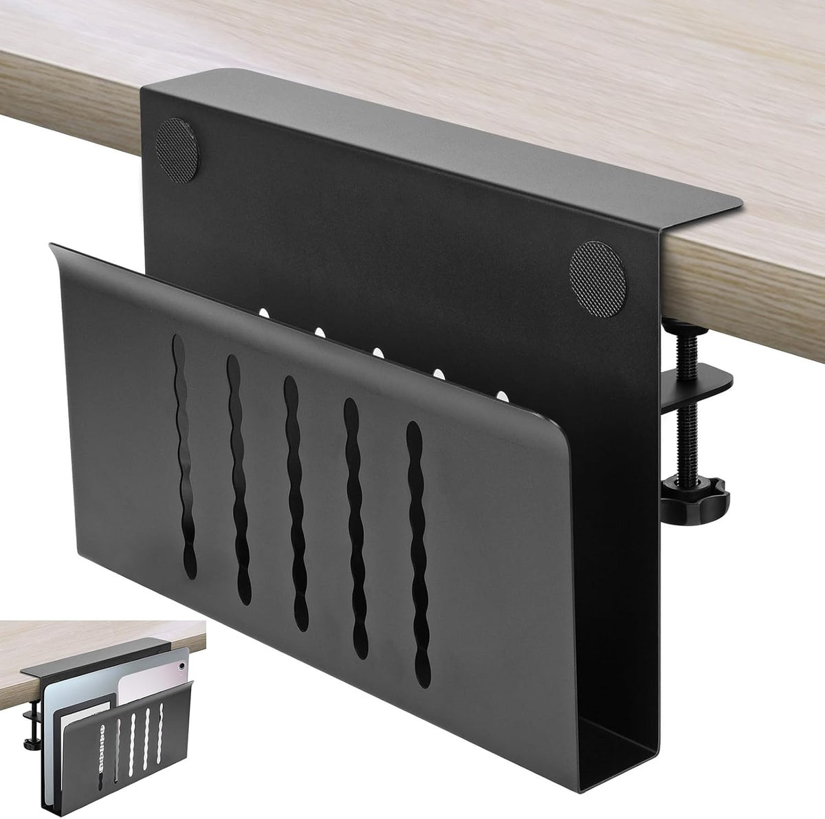 Desk Side Storage, Under Desk Storage, No Drill Steel Hanging Desk Organizer,...