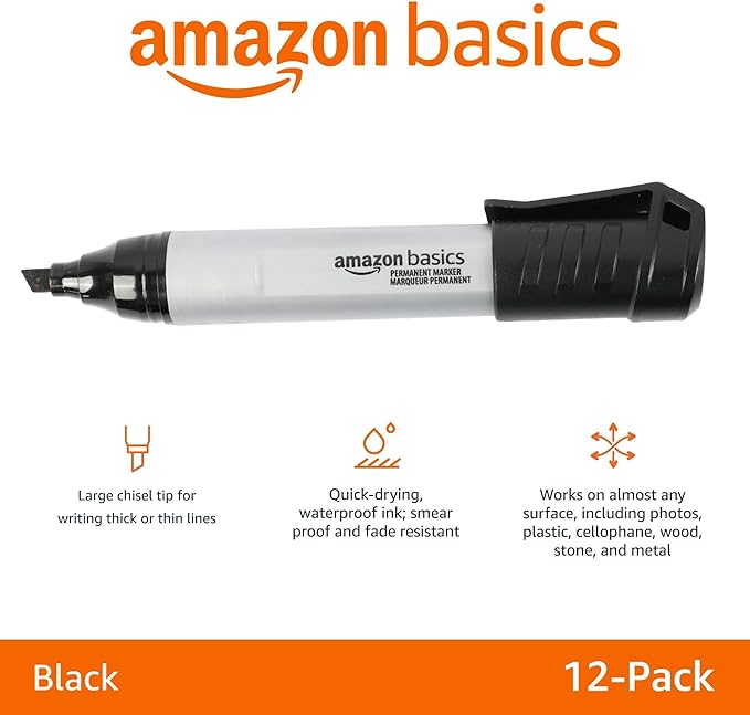 Amazon Basics Large Chisel Tip Permanent Markers - Image 2