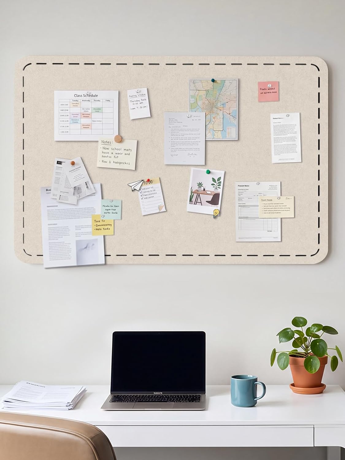 Stitched Bulletin Board 36 x 24 Inches Cork Board Alternative for Wall