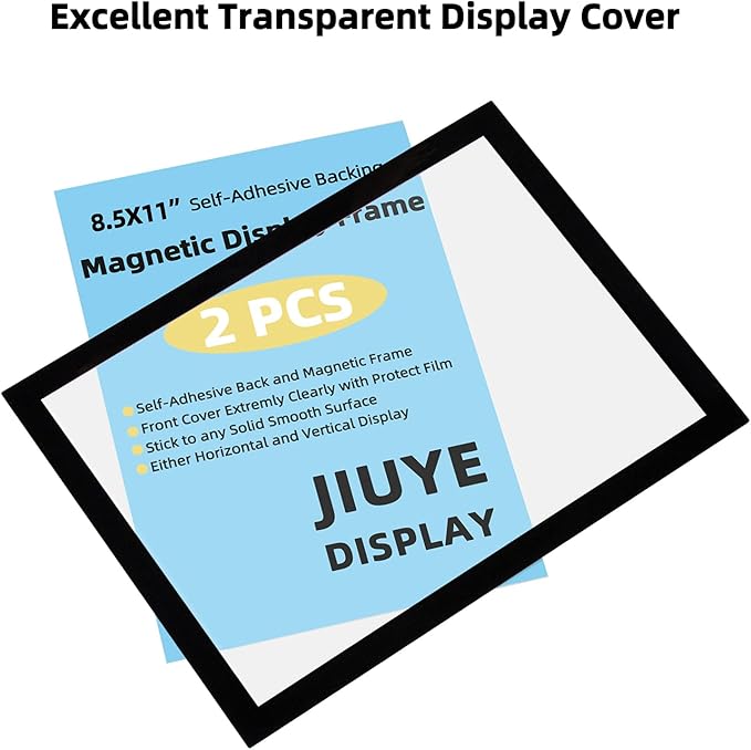 JIUYE Magnetic Sign Holder 8.5 x 11 Wall Mount, Self Adhesive Picture Display - Image 3