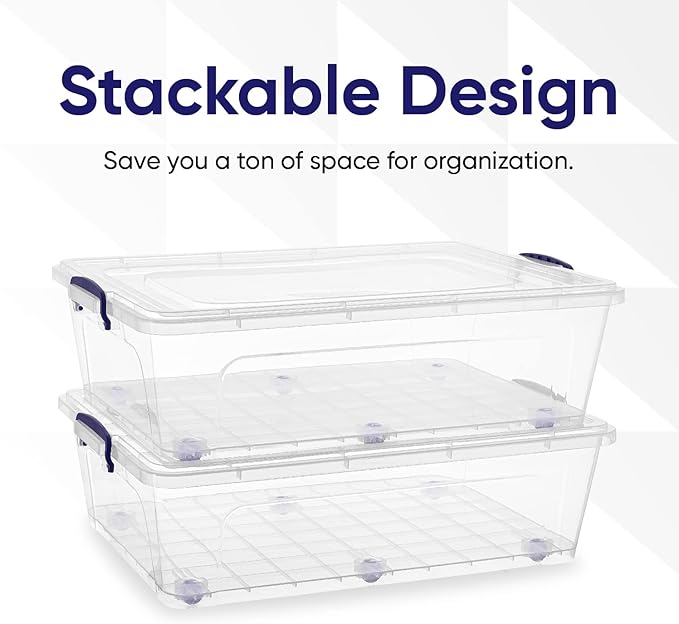 Superio Storage Bins with Lids, Stackable Totes, BPA Free, Odor Free, Organizer - Image 3