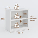 Bevfint 30" Bookcase, 2-Tier Display Shelves Open Storage Organizer, Book Case - Image 2