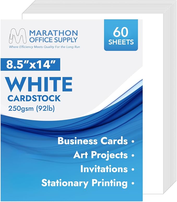 MOS White Legal Cardstock Paper 8.5 x 14 Inch — Heavyweight 250 GSM Cover Stock by Marathon+Office+Supply