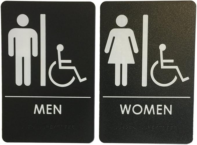 USA Made - Men's and Women's Restroom Signs ADA-Compliant Bathroom Door Signs by RockRidge