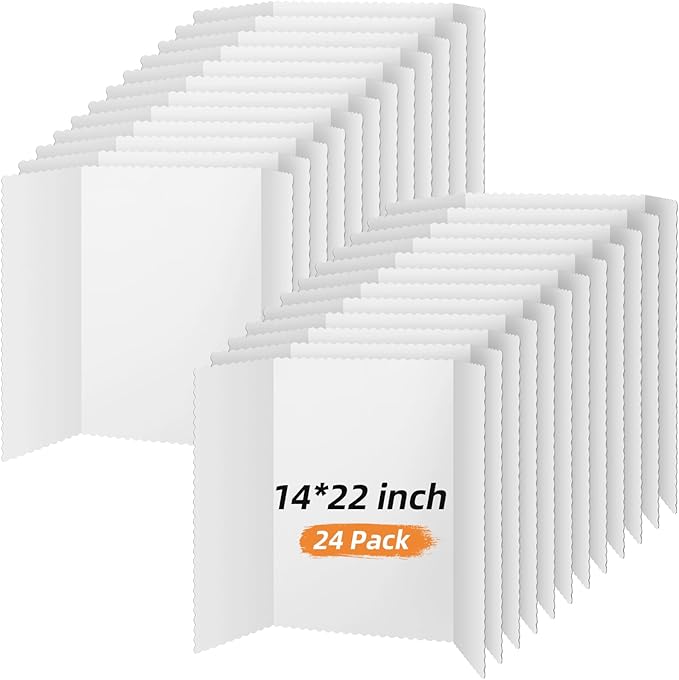 Ctosree 24 Pcs 14 * 22 Inch Tri Fold Poster Board Bulk, Science Fair Project by Ctosree