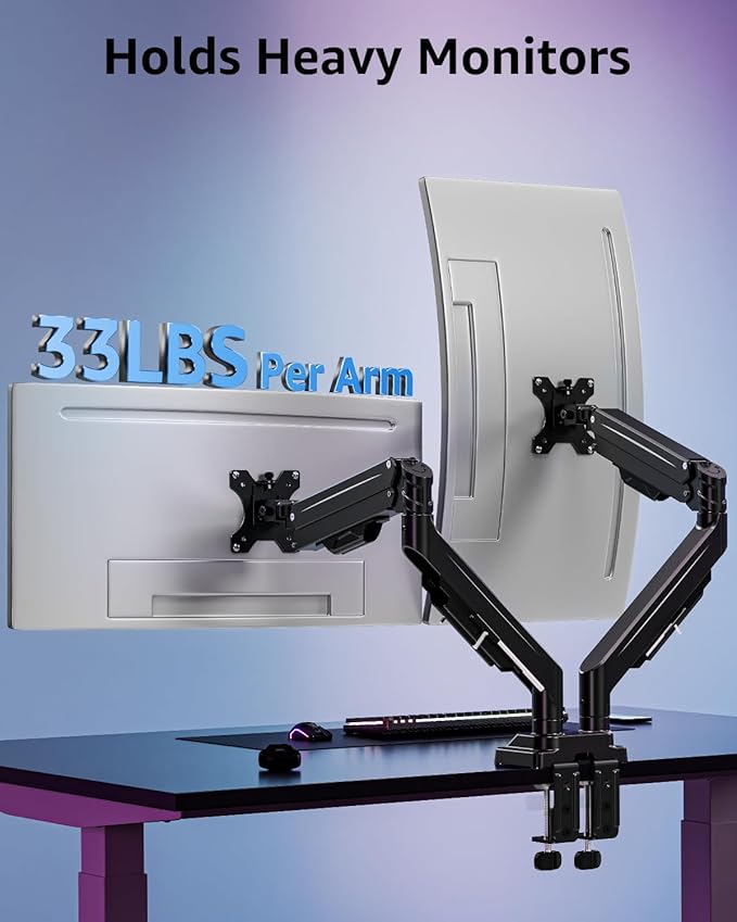 MOUNTUP Dual Monitor Stand for Max 43 inch Screens, Ultrawide Monitor Arm - Image 3