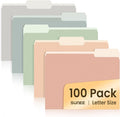 SUNEE File Folders Letter Size Pastel Colors, 100 Pack Manilla Folders 8.5 x 11 by SUNEE