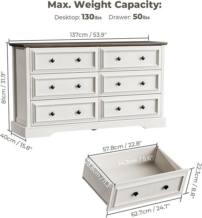 VVFLU Farmhouse 6 Drawer Dresser - Image 2
