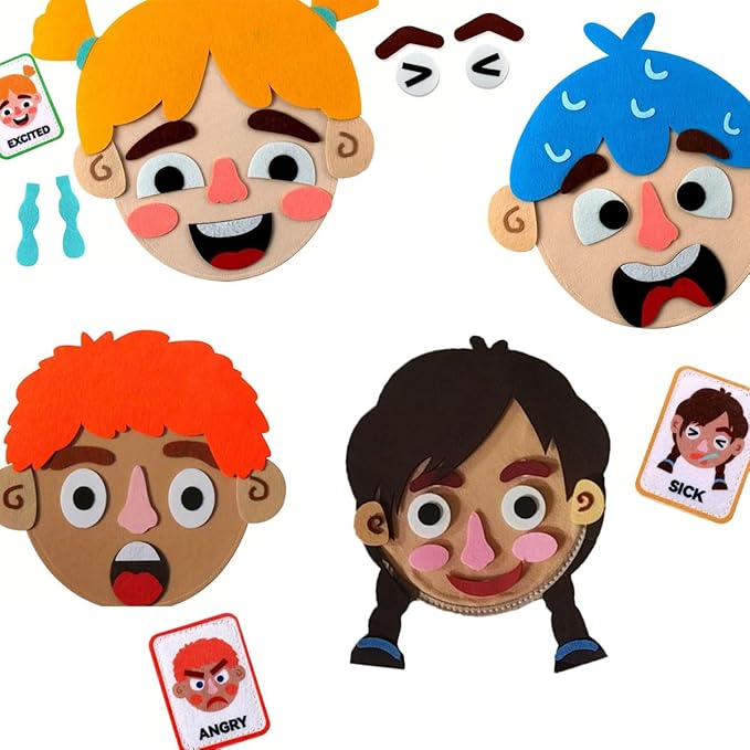 Children's Felt Expression Face DIY Activity Toy, Children's Social Emotional by WOBOX