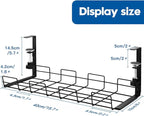NoDrill 2 Pack 15.7" Under Desk Cable Management Tray, Sturdy Metal Cord - Image 7