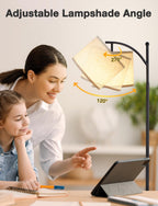 ambimall 60" modern floor lamp with beige shade, close-up detail