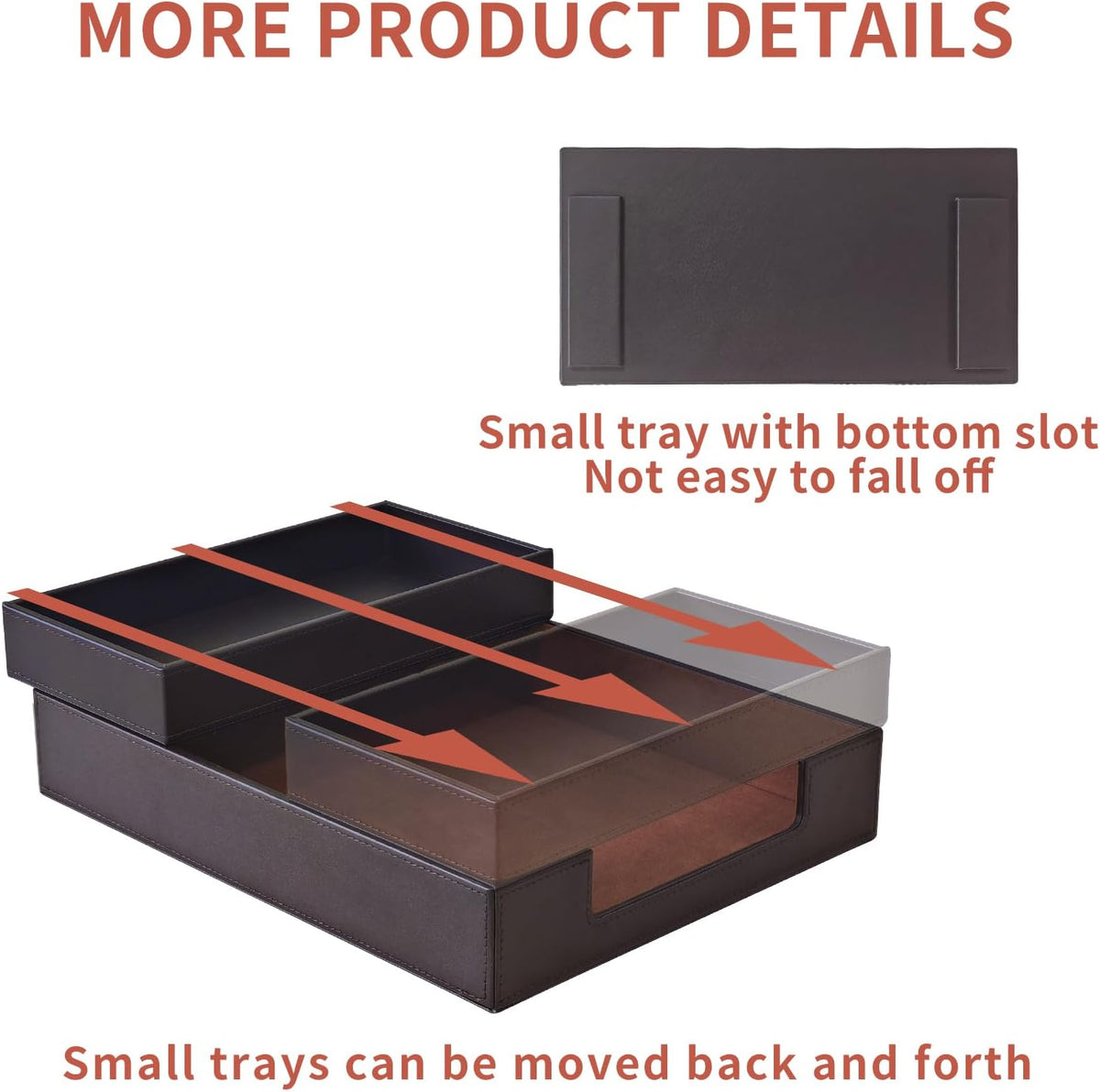 4 Pack Leather Office Supplies/Desk Organizer for Letter Paper Tray,Sticky No...