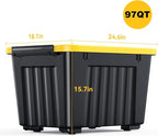 Nazhura 97 Quart Plastic Storage Bin, Stackable and Nestable Storage Boxes - Image 2