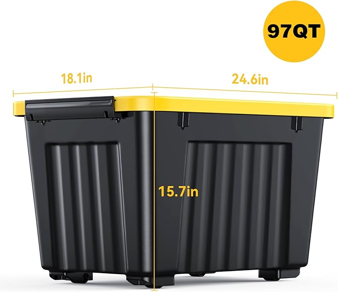 Nazhura 97 Quart Plastic Storage Bin, Stackable and Nestable Storage Boxes - Image 3