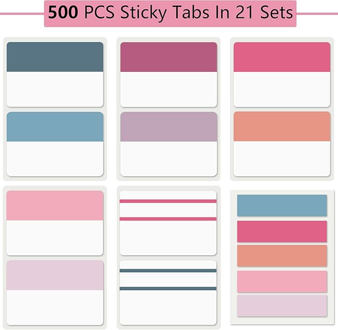 ELII 500 PCS Sticky Index Tabs 2 Inch Colorful Sticky Tabs - Image 2