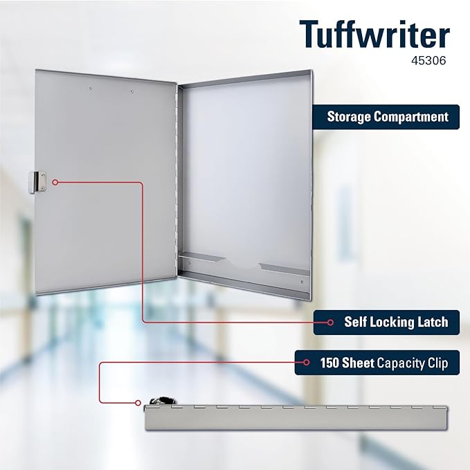 Saunders Metal Clipboard with Storage, Letter Size Paper Organizer, Slim Steel - Image 3