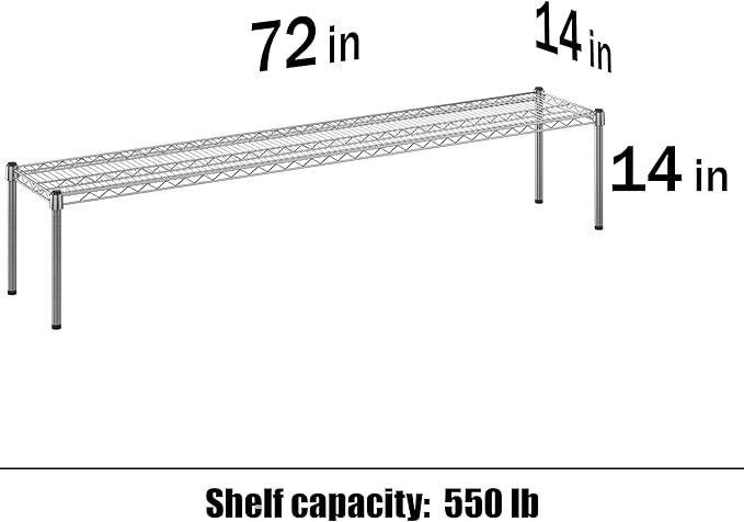 Regal Altair 14" Deep x 72" Wide x 14" Height Wire Shelving Kit | 1-Tier | NSF - Image 3