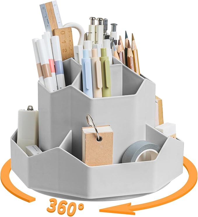 Cayxenful Pencil Pen Holder for Desk, 9 Slots 360 Degree Rotating Desk by Cayxenful