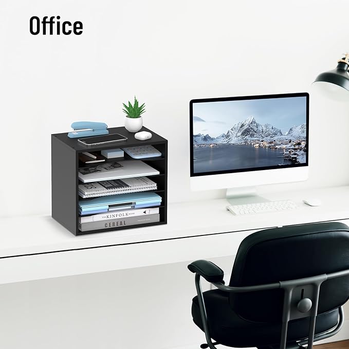 SHARKWOODS 5-Tier Wood Desk Organizer, Paper Tray Organizer - Image 9