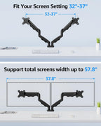 dual monitor stand fits up to 32 inch on a desk or shelf
