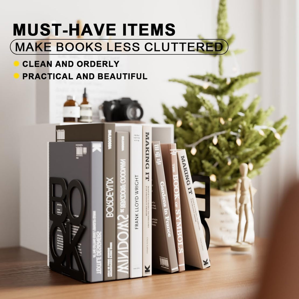 Book Ends,Bulk 1 Pair Bookends Folding Book Ends Metal Bookend (1 Pair)