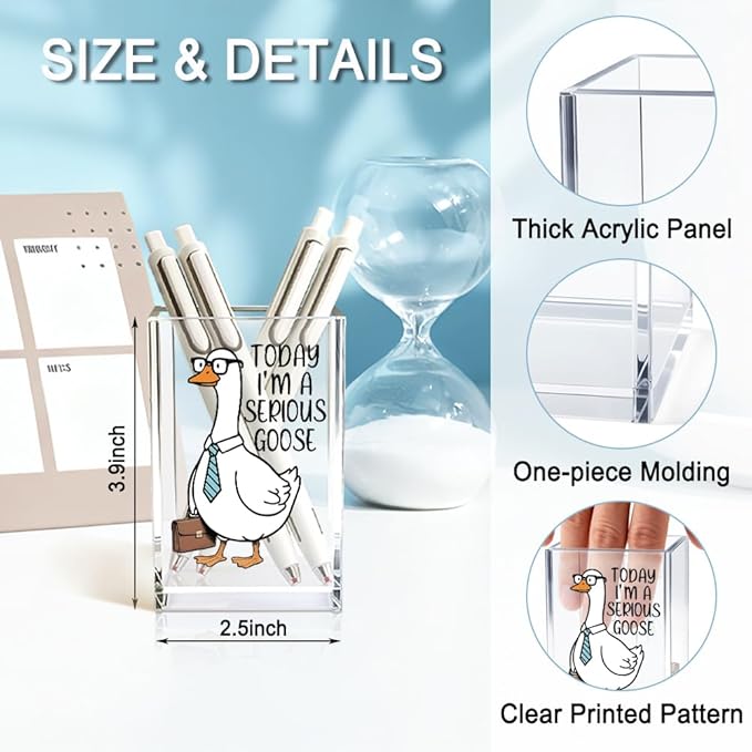 QYUVK Today I'm A Serious Goose Acrylic Cosmetic Pencil Holder Cup, Funny Silly - Image 2