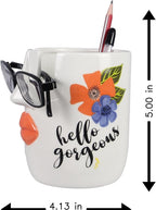 Young's Inc Ceramic Eyeglass and Stationery Holder Cup – White Face Desk - Image 3