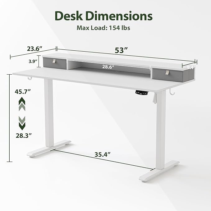 Agilestic 53 x 24 Inches Height Adjustable Electric Standing Desk - Image 3