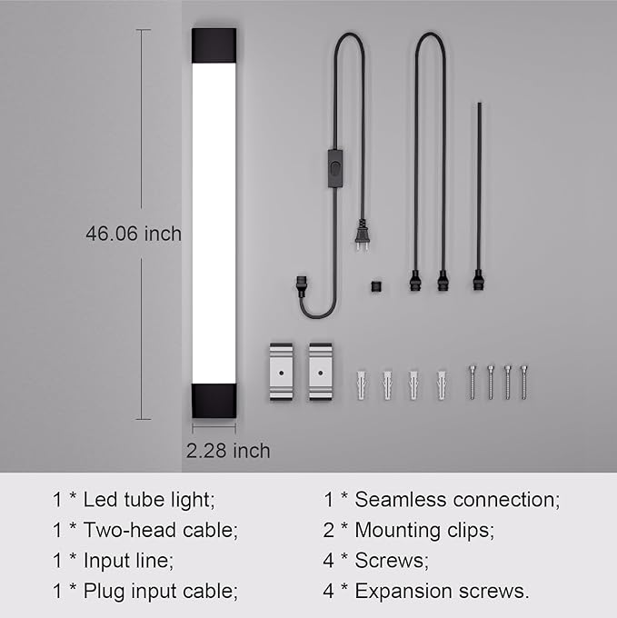 Modlicht Plug in Light 4FT 5000K Linkable LED Tube Shop Closet Under-Cabinet - Image 7