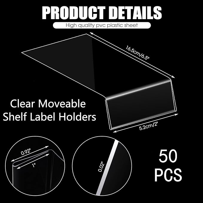 Containlol 50 Pcs Moveable Shelf Label Holders - Image 2
