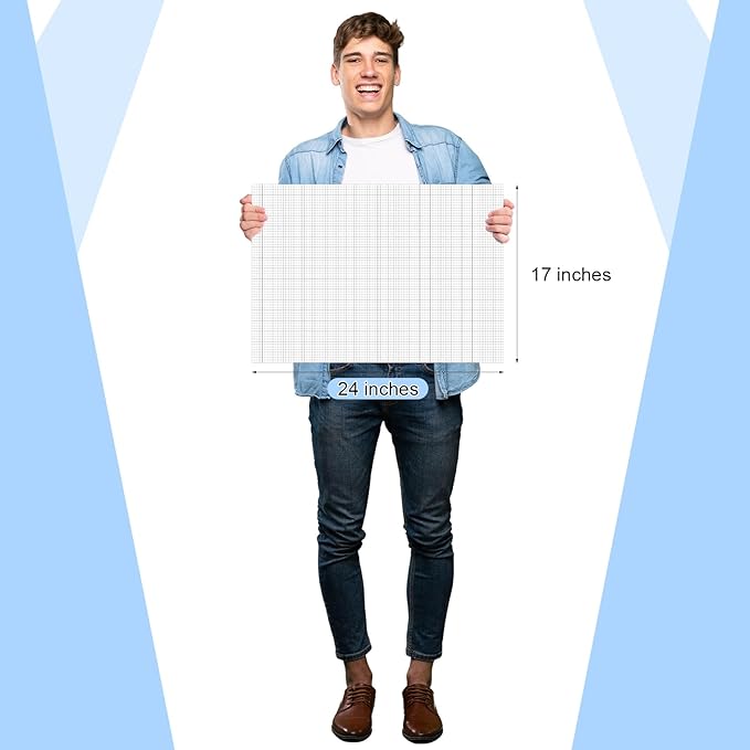 Fuyoooo 25 Sheet Graph Paper Pad 24" x 17" Large Graph 1" and 1/4" Ruled Grid - Image 2